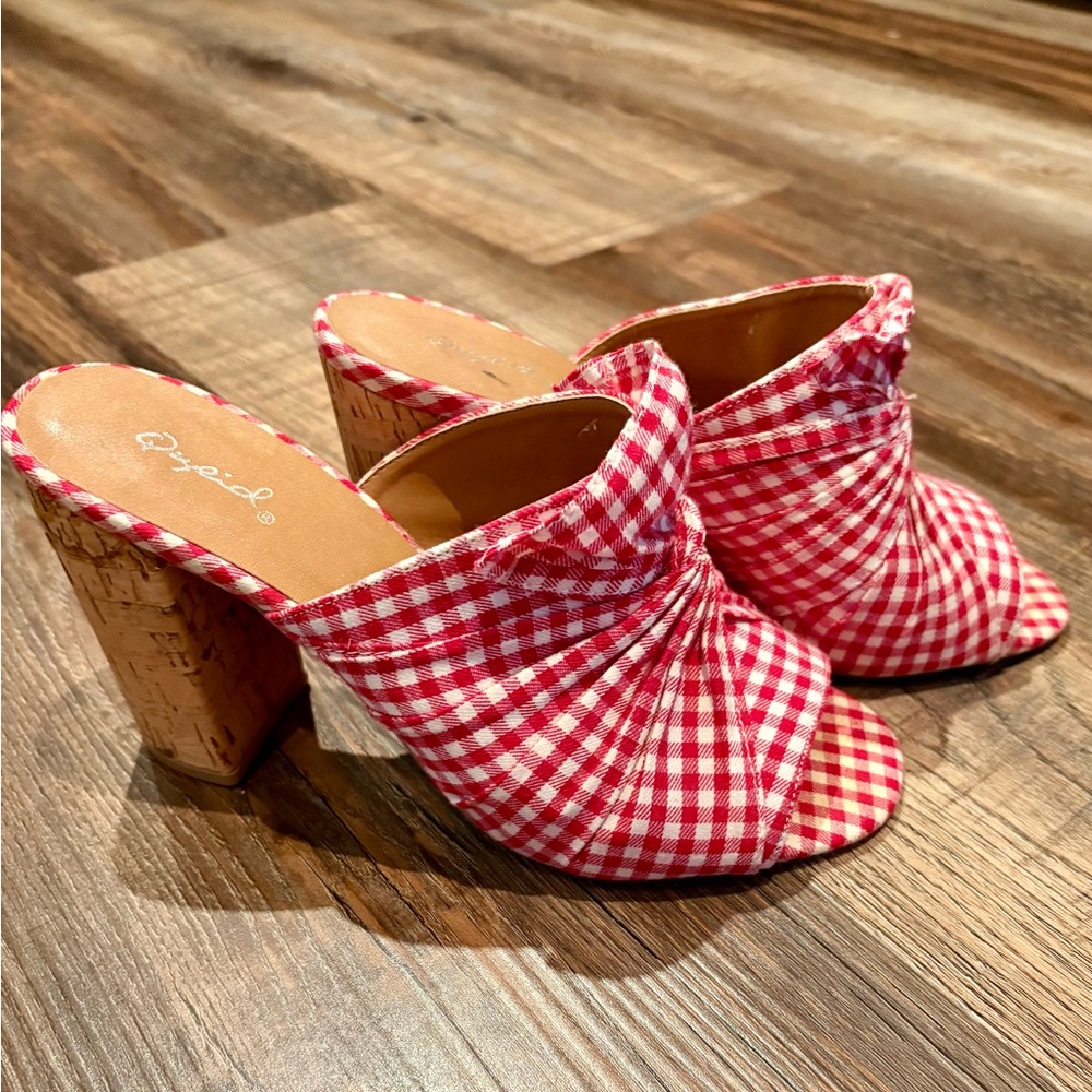 Red Gingham Women's Mules